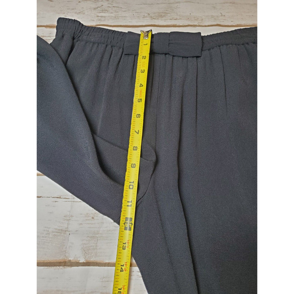 KATE SPADE Womens Small Black Ankle Pull On Pants BOW WAISTBAND Designer Viscose - Picture 12 of 13
